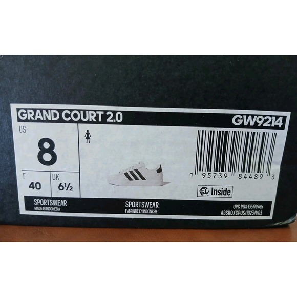 NEW Size 8 Adidas Grand Court Footwear White Black Size 8 Women's Sneakers #1274 - Picture 7 of 11